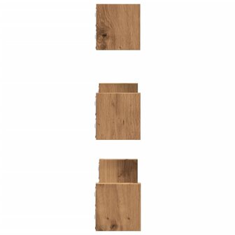 Wandschappen 3 st bewerkt hout artisanaal eiken 5