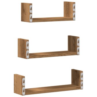 Wandschappen 3 st bewerkt hout artisanaal eiken 6