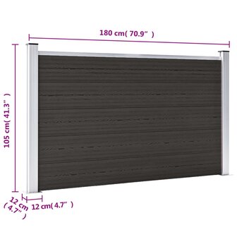 Schuttingpaneel 180x105 cm HKC zwart 8