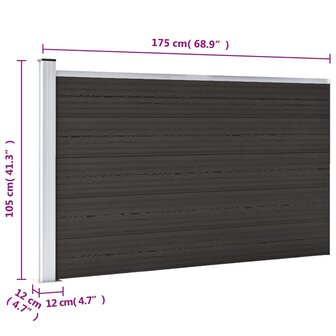 Schuttingpaneel 175x105 cm HKC zwart 9