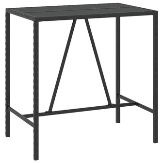 Bartafel met glazen blad 110x70x110 cm poly rattan zwart 2