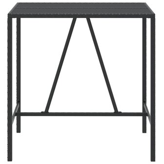 Bartafel met glazen blad 110x70x110 cm poly rattan zwart 3