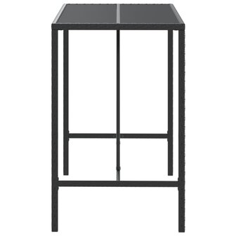 Bartafel met glazen blad 110x70x110 cm poly rattan zwart 4