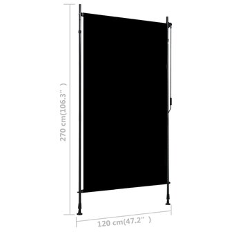 Rolgordijn voor buiten 120x270 cm antraciet  7