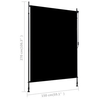 Rolgordijn voor buiten 150x270 cm antraciet  7