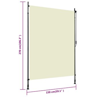 Rolgordijn voor buiten 150x270 cm cr&egrave;me 7