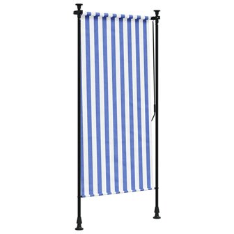 Rolgordijn voor buiten 100x270 cm stof en staal blauw en wit 5
