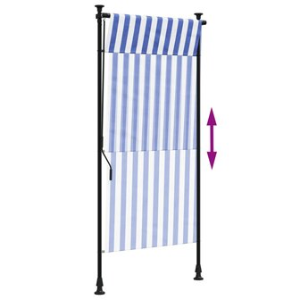 Rolgordijn voor buiten 100x270 cm stof en staal blauw en wit 6