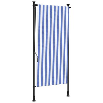 Rolgordijn voor buiten 120x270 cm stof en staal blauw en wit 2