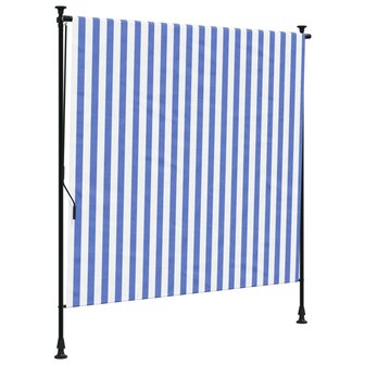 Rolgordijn voor buiten 150x270 cm stof en staal blauw en wit 2