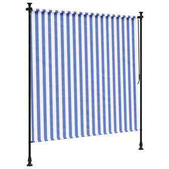 Rolgordijn voor buiten 150x270 cm stof en staal blauw en wit 5