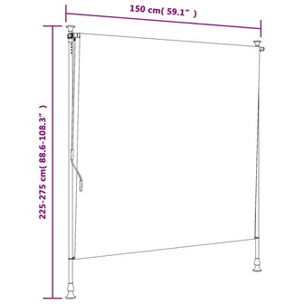 Rolgordijn voor buiten 150x270 cm stof en staal blauw en wit 9