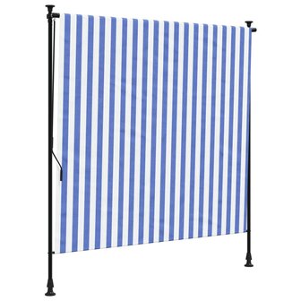 Rolgordijn voor buiten 200x270 cm stof en staal blauw en wit 2