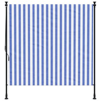 Rolgordijn voor buiten 200x270 cm stof en staal blauw en wit 3