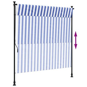 Rolgordijn voor buiten 200x270 cm stof en staal blauw en wit 6