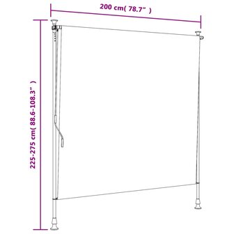 Rolgordijn voor buiten 200x270 cm stof en staal blauw en wit 9
