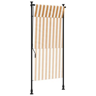 Rolgordijn voor buiten 100x270 cm stof en staal oranje en wit 6