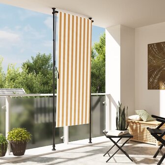 Rolgordijn voor buiten 120x270 cm stof en staal oranje en wit 1