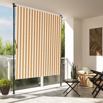 Rolgordijn voor buiten 150x270 cm stof en staal oranje en wit 1