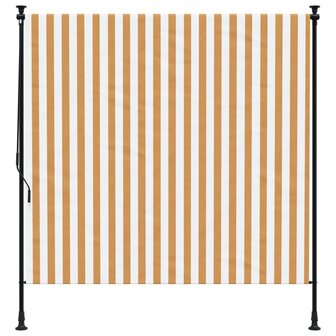 Rolgordijn voor buiten 150x270 cm stof en staal oranje en wit 3