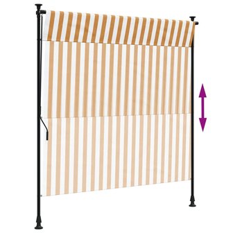 Rolgordijn voor buiten 150x270 cm stof en staal oranje en wit 6