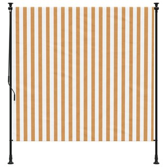Rolgordijn voor buiten 200x270 cm stof en staal oranje en wit 3