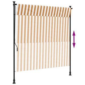 Rolgordijn voor buiten 200x270 cm stof en staal oranje en wit 6