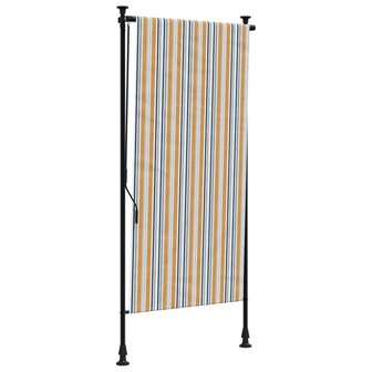 Rolgordijn voor buiten 100x270 cm stof en staal geel en wit 2