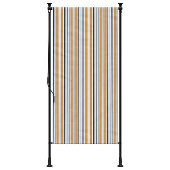 Rolgordijn voor buiten 100x270 cm stof en staal geel en wit 3