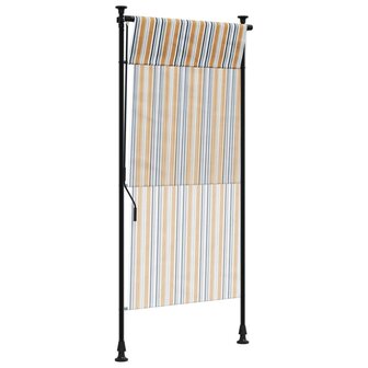 Rolgordijn voor buiten 100x270 cm stof en staal geel en wit 6
