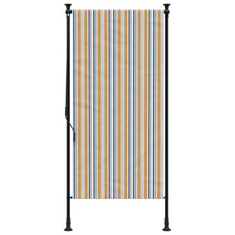 Rolgordijn voor buiten 120x270 cm stof en staal geel en wit 3