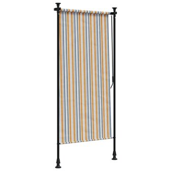 Rolgordijn voor buiten 120x270 cm stof en staal geel en wit 5