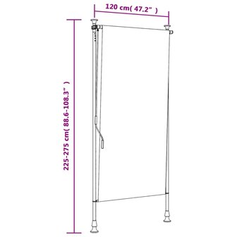 Rolgordijn voor buiten 120x270 cm stof en staal geel en wit 9