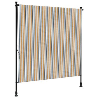 Rolgordijn voor buiten 150x270 cm stof en staal geel en wit 2