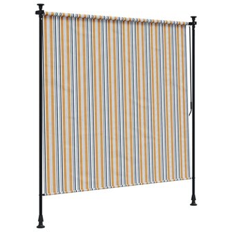 Rolgordijn voor buiten 150x270 cm stof en staal geel en wit 5