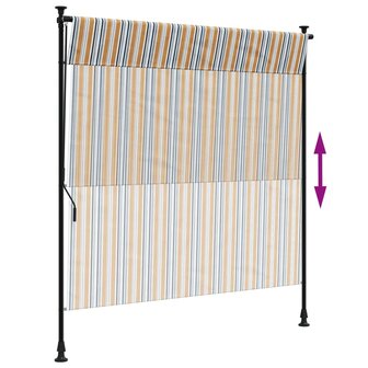 Rolgordijn voor buiten 150x270 cm stof en staal geel en wit 6