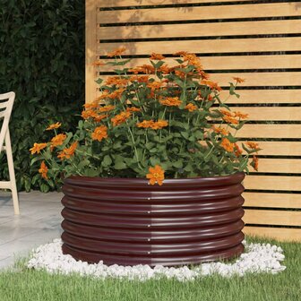 Plantenbak 80x80x36 cm gepoedercoat staal bruin 1