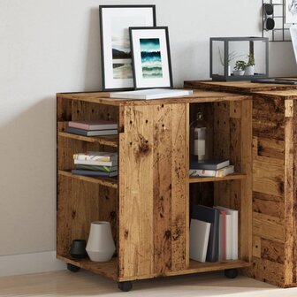 Rolkast 60x53x72 cm bewerkt hout oud houtkleurig 4