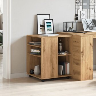 Rolkast 60x53x72 cm bewerkt hout artisanaal eikenkleurig 3