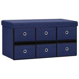 Opbergbank inklapbaar 76x38x38 cm kunstlinnen blauw 2