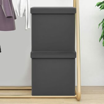 Opbergkrukken inklapbaar 2 st PVC grijs 1