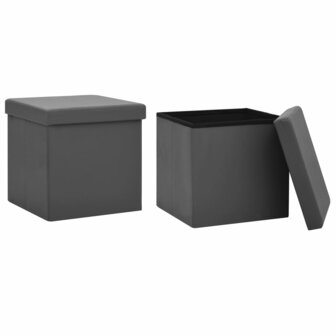 Opbergkrukken inklapbaar 2 st PVC grijs 2
