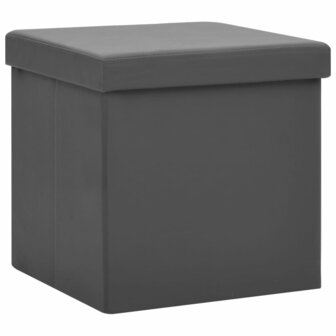 Opbergkrukken inklapbaar 2 st PVC grijs 3
