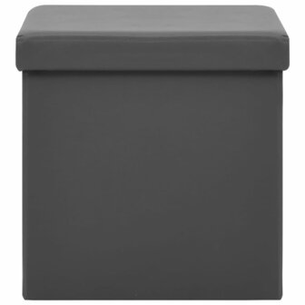 Opbergkrukken inklapbaar 2 st PVC grijs 4