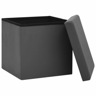 Opbergkrukken inklapbaar 2 st PVC grijs 5