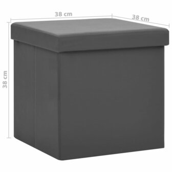 Opbergkrukken inklapbaar 2 st PVC grijs 9