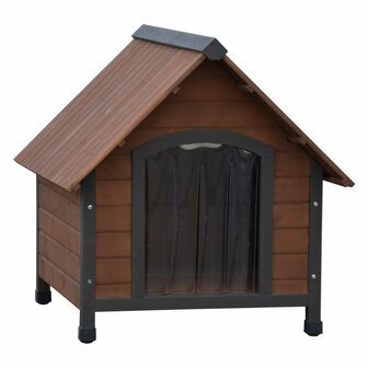 @Pet Hondenhok met kunststof flappen Rustique 76x76x72 cm bruin 1