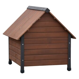@Pet Hondenhok met kunststof flappen Rustique 76x76x72 cm bruin 2