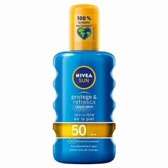 Zon Protector Spray PROTEGE &amp; REFRESCA Nivea 4005900725332 Spf 50 (200 ml) Spf 50 200 ml 1