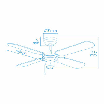 Plafondventilator EDM 33802 B&aacute;ltico Wit 50 W &oslash; 102 cm 6